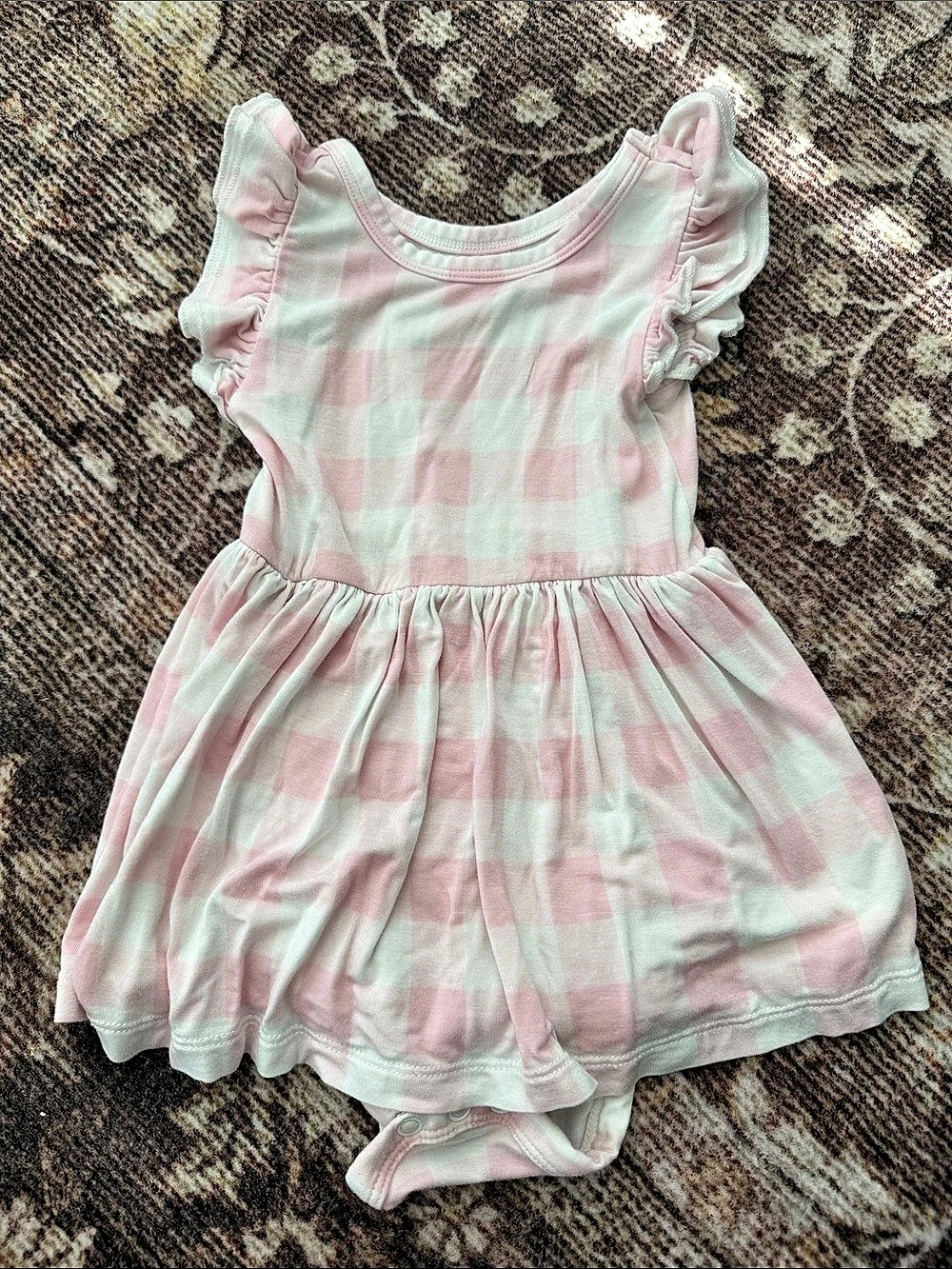 Little Sleepies Pink Gingham Flutter Sleeve Onesie dress